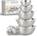 COOK WITH COLOR Stainless Steel Mixing Bowls Set - Nesting Bowls, 6 Pieces, Silver with Non Slip Bottom