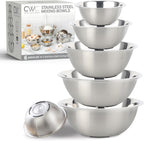 COOK WITH COLOR Stainless Steel Mixing Bowls Set - Nesting Bowls, 6 Pieces, Silver with Non Slip Bottom