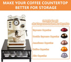 IBUYKE Wooden Coffee Pod Drawer Holder,Pod Holder,40 Capsule Pods,Coffee Pod Holder Drawer With Mesh Shelves,Home Kitchen Counter Organizer,Greige TCJ101Y