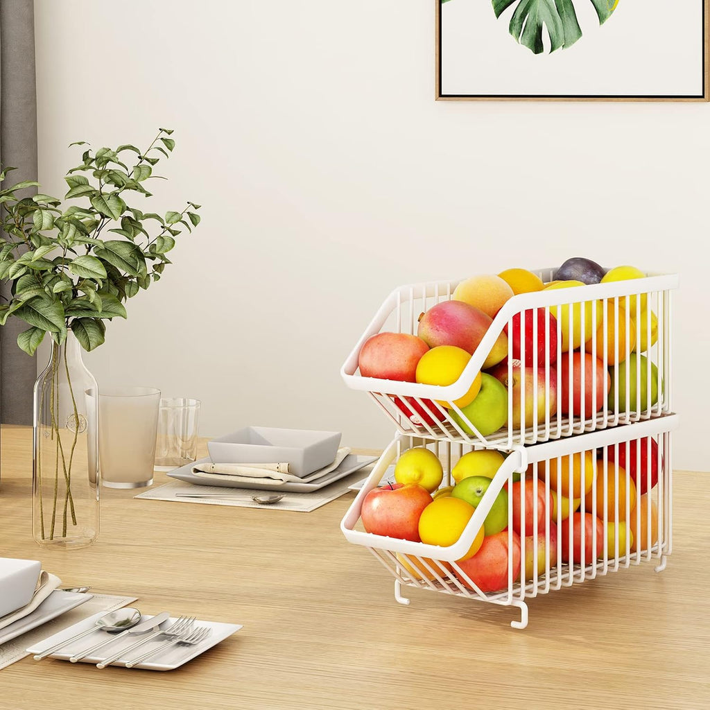 GILLAS 6 Pack Stackable Soda Can Organizer for Refrigerator, Can Holder Dispenser, Canned Food Storage Rack for Fridge, Kitchen, Countertops, Cabinets, White