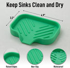 Zulay Kitchen Small Silicone Sponge Holder (4.9x3.3”) – Space-Saving Sink Organizer Tray for Sponge, Soap, Brush & More – Compact Non-Slip Dish for Kitchen & Bathroom (Carnival Glass)