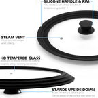 Anaeat Silicone Universal Lid for Pots, Pans and Skillets - Tempered Glass Covered with Heat Resistant Silicone Rim Fits 9.5", 10" and 11" Diameter Cookware -Easy to Use Replacement Frying Pan Cover