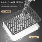Stainless Steel Drain Tray, Cup & Dish Drying Rack, Drain Board 2 Tier Non Slip Serving Tray with Drainboard Perfect for Sink, Coffee Table, Outdoor (12.5 x 9.8 x 0.98 in)