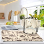 West Cactus Cowboy Dish Drying Mat for Kitchen Counter Absorbent Microfiber Drying Pad, Large 18x24 in, Reversible Drainer Mats