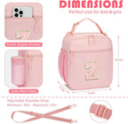 Initial Insulated Lunch Bag for Girls Kids, Back to School Gift, Reusable Leak-proof Lunch Box with Adjustable Strap for School Daycare Travel Picnic (Pink,Z)