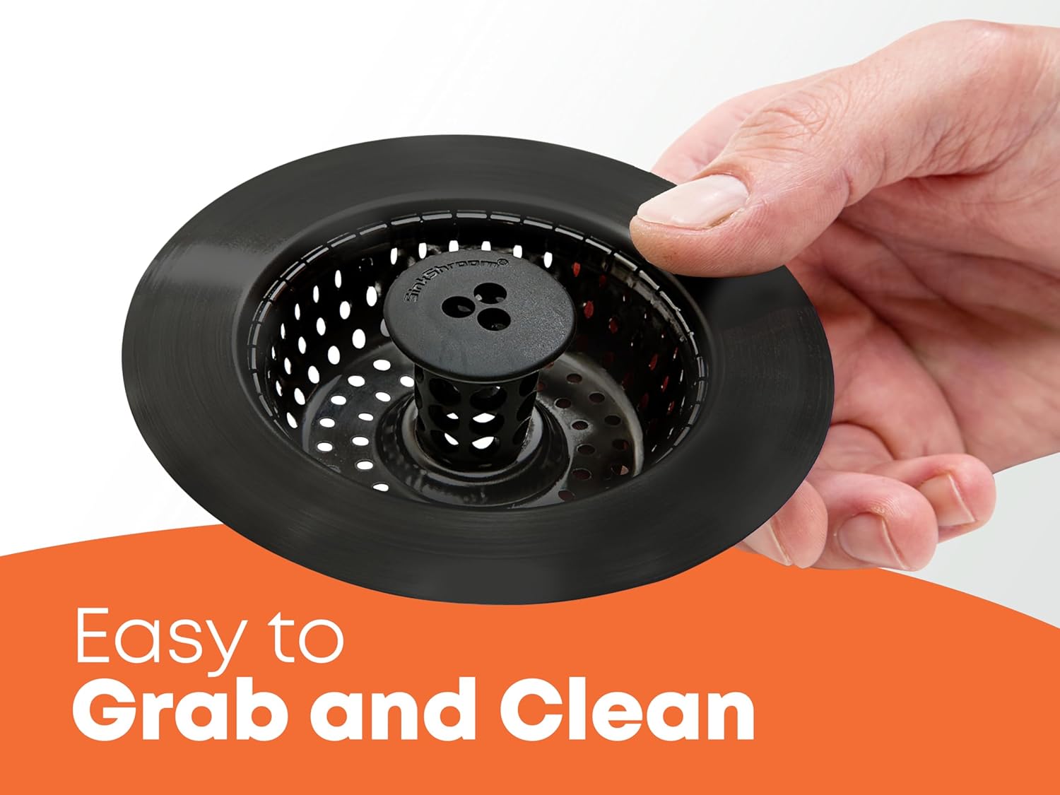 Kitchen SinkShroom Clog-Free Kitchen Sink Drain Strainer with Stopper - Sink Protector for Kitchen Sink, Stainless Steel, Matte Black