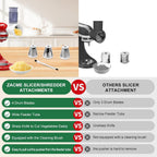 Updated Shredder Cheese Grater Attachment for KitchenAid Stand Mixers, Salad Machine with Vegetable Slicer, Salad Maker, Food Slicers Slicer Shredder Attachment with 4 Blades Dishwasher Safe