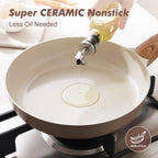 SENSARTE Ceramic Nonstick Frying Pan Skillet 11Inch Non Stick Omelette Pans, Non-toxic Healthy Kitchen Cooking Chef's Pan, Free of Intentionally Added PFOA/PFAS/PTFE, Induction Compatible, Taupe