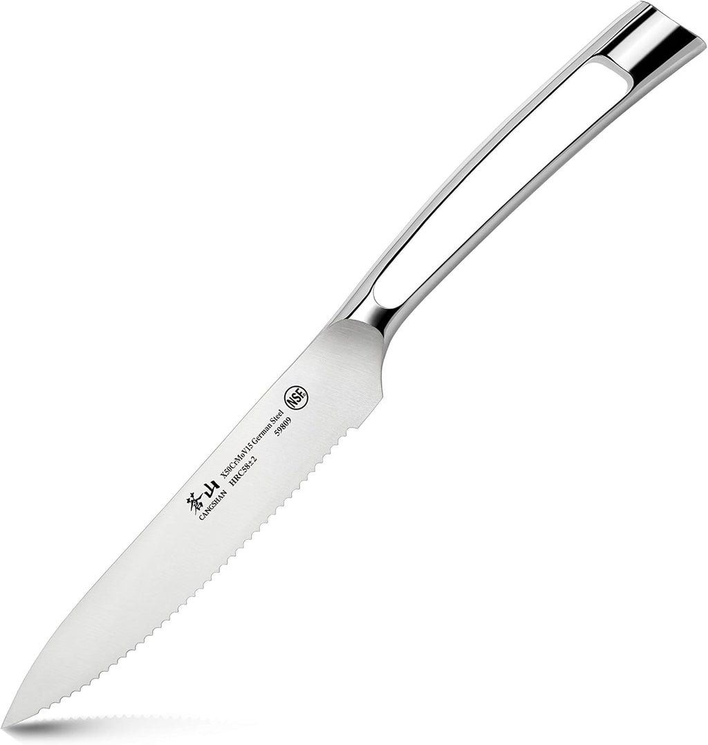 Cangshan N1 Series 59809 German Steel Forged Serrated Utility Knife, 5-Inch