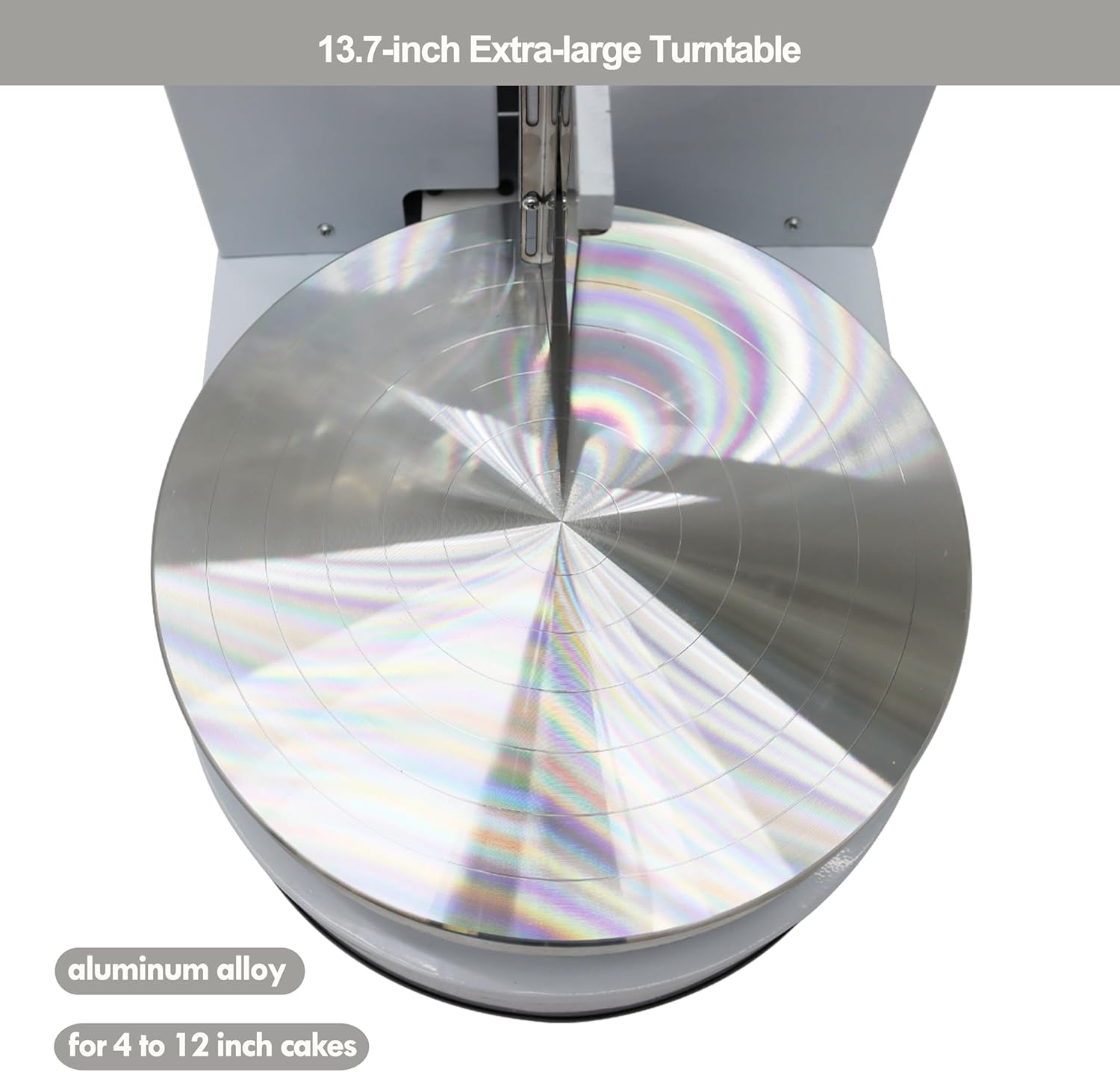 TECHTONGDA Cake Decorating Coating Machine Cream Spreading Automatic Frosting Turntable with Graduated Scraper 60-320RPM Rotating Speed for 4-12inch Cakes White