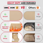 Unicook Pizza Stone for Oven and Grill, Rectangular Baking Pan 15 Inch x 12 Inch, Cordierite Large Cooking Oven Stone with Plastic Dough Scraper, Thermal Shock Resistant Pizza Pan