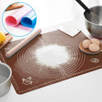 LIMNUO Silicone Baking Mat, Extra Thick Large Non Stick Pastry Mat Sheet for Dough Pie Crust Rolling Mats (Brown, L-16''(W)*24''(L))