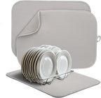 2 Pack Dish Drying Mat, Dish Drying Mats for Kitchen Counter, Microfiber Dish Dryer Mat, Large 20" x 15" Drainer Mats, Highly Absorbent, Machine Washable (Gray)