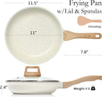 ESLITE LIFE Nonstick Ceramic Frying Pan Skillet with Lid, Non-Toxic Egg Omelette Kitchen Cooking Pans Compatible with All Stovetops (Gas, Electric & Induction), PTFE & PFOA Free (White, 11" w/Lid)