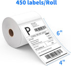 FungLam 4"x6" Direct Thermal Shipping Labels - Compatible with Zebra, Munbyn, Rollo Printers - 450 Labels Per Roll, 20 Rolls