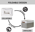 DULLEMELO Fabric Baskets for Storage, Office, Home,Nursery,Organizing Baskets for Shelves, Bedroom, Toys,Gift,Fabric Storage Basket with Handles(White&Grey,15"x11"x9.5",4-Pack)