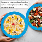 Adjustable Pie Crust Shields Baking Protectors, Silicone Cover Ring Fits 8-11.4 Inch Pies, Baking Pie Pizza Crust Shield Protector Cover for Edges (Blue-2pcs)