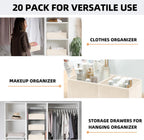 Criusia Drawer Organizer Clothes, 20 Pack Dresser Organizer Bins for Nursery Bedroom, Closet Organization and Storage Dividers for Clothing, Baby Clothes, Underwears, Socks (Beige)