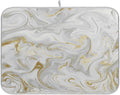 White Grey Gold Marble Fluid Dish Drying Mat for Kitchen Counter Absorbent Microfiber Drying Pad, Medium 16x18 in, Reversible Drainer Mats