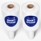 International Plastics Co. 2 Pack of 5" Plastic Stretch Film Wrap with Handles 1000 feet Each 500% Stretch Ability