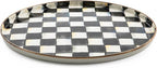 MACKENZIE-CHILDS Enamel Round Tray, Unique Serving Platter for Food and Drinks, Black-and-White Courtly Check