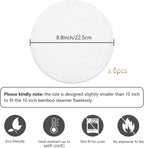 Bamboo Steamer Silicone Liners 10-Inch 6Pcs, BPA Free, Reusable & Non Stick for Food Steamer, Air Fryer, Steaming Dumpling Dim Sum Vegetable, Round Mesh Parchment Baking Sheet Paper