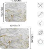 White Grey Gold Marble Fluid Dish Drying Mat for Kitchen Counter Absorbent Microfiber Drying Pad, Large 18x24 in, Reversible Drainer Mats
