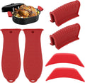 6 Pack Silicone Hot Handle Holder Cover, Heat Resistant Pot Handle Covers, Cast Iron Handles Cover for Frying Pans Skillet Griddles Cookware (Red)