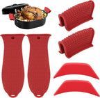 6 Pack Silicone Hot Handle Holder Cover, Heat Resistant Pot Handle Covers, Cast Iron Handles Cover for Frying Pans Skillet Griddles Cookware (Red)