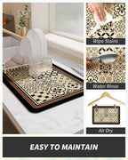 AMOAMI Coffee Mat - Hide Stain Rubber Backed Absorbent Dish Drying Mat for Kitchen Counter - Fits Under Coffee Maker - Khaki 12X19