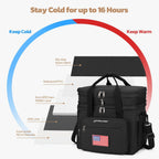 Maelstrom Tactical Lunch Box for Men, 23L Insulated Lunch Bag, Expandable Double Deck Cooler Bag, Lightweight Leakproof Tote Bag With Side Tissue Pocket, Suit For Men and Women, Black