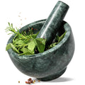 Koville Indian Natural Marble Mortar and Pestle Set, Grinder Bowl for Guacamole, Salsa, Pill Crusher, Spice, Herb, Garlic, Nut, Heavy Duty Grinder for Kitchen