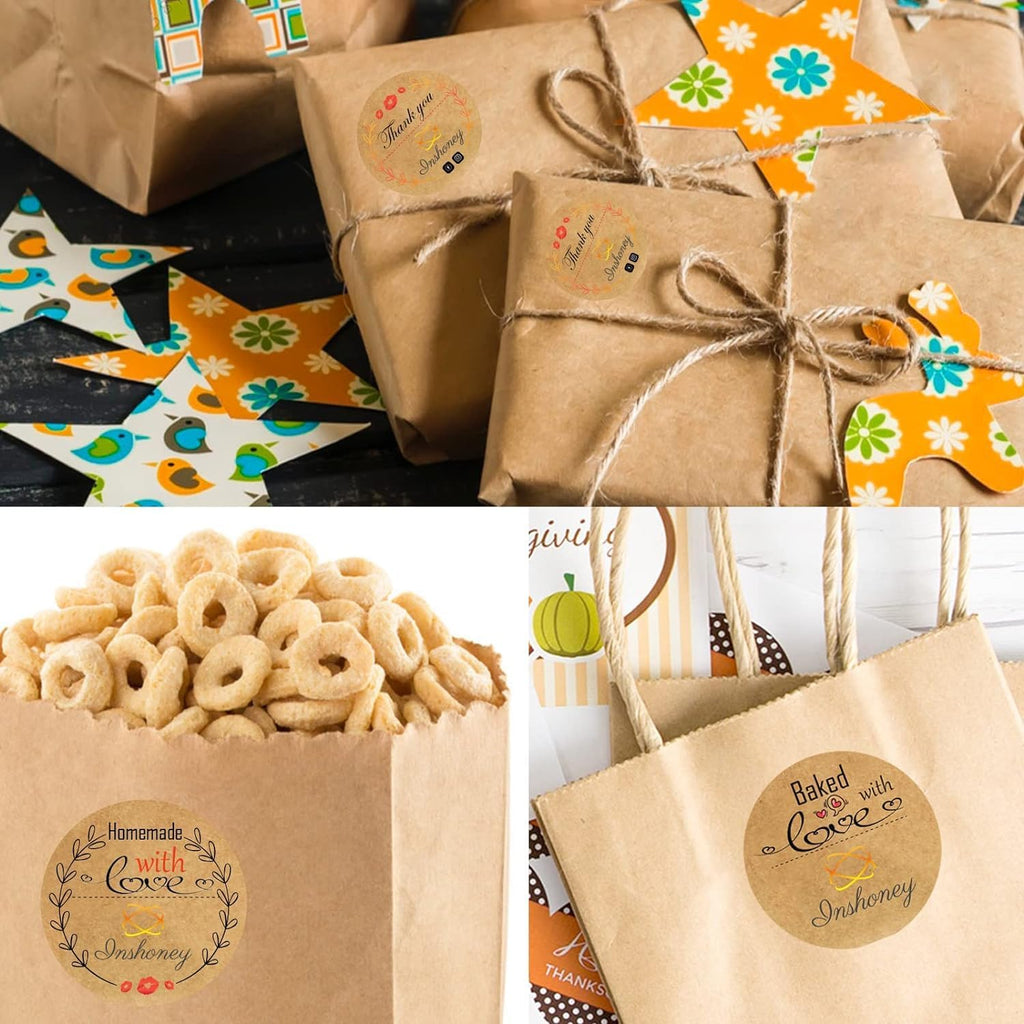 Custom Stickers Kraft Paper Labels Personalized Withe Text, Business Logo Customized Food Jars Labels Bakery Label Sticker Package Favor Canning Circle 100pcs (Style 8)