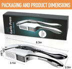 Garlic press and slicer 2 in 1,Effortlessly Crush, Slice, and Mince Garlic,with this Versatile Kitchen Tool - Perfect for Home Cooks and Professional Chefs Alike. (Silvery)