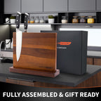 Magnetic Knife Block, Acacia Wood Magnetic Knife Holder for Kitchen Counter Universal Knife Block Without Knives (12 x 10)