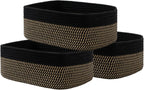 Small Woven Basket, 13.5 x 9.5 x 5 Inches, Storage Basket for Organizing, Cute Small Rope Shelf Closet Cube Storage Bins Baskets for Shelves, Dog Toy Gift Baskets Empty, 3 Pack Black & Brown