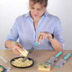 Cambom Lemon Zester Grater Three-piece Suit - Heavy Duty Kitchen Tool for Parmesan Cheese, Ginger, Garlic, Nutmeg, Chocolate, Vegetables，Fruits，Stainless Steel Grater Dishwasher Safe Blue
