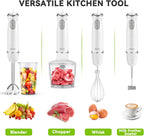Immersion Blender Handheld 5 in 1 Hand Blender, 1000W Hand Mixer Stick, BPA-Free 12 Speed Handheld Blender with Mixing Beaker, Chopper, Whisk and Milk Frother for Soup, Sauce, Baby Food (White)