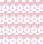 Plastic Wine Glasses，Plastic Goblets Vintage Style Cordial Drinking Glasses for Wedding Reception, Grand Event Party Supplies (48, Pink)