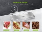 Bonsenkitchen Vacuum Sealer Machine, Stainless Steel Food Sealer Vacuum Sealers with 30 Bags & 1 Roll, 5 Food Vacuum Modes, Built-in Cutter & Bag Storage (White Silver)