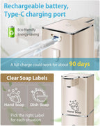 Automatic Soap Dispenser Touchless Foaming Soap Dispenser 300ml/12.8oz Rechargeable, Wall Mounted 4 Levels Adjustable Foam Soap Pump for Bathroom Kitchen Dish Soap