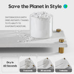 Water Absorbing Stone Sink Caddy Kitchen Sink Organizer Tray, Diatomite Bathroom Counter Tray, Gold Faucet Drying Mat Coaster Soap Dish Rack Riser Dispenser Sponge Holder, Beige 12.5" x 4.5"