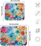Colorful Beautiful Flowers Dish Drying Mat for Kitchen Counter Absorbent Microfiber Drying Pad, Large 18x24 in, Reversible Drainer Mats