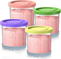 Containers Replacement for Ninja Creami Pints and Lids - 4 Pack, 16oz Cups Compatible with NC301 NC300 NC299AMZ NC290 Series Ice Cream Maker, Airtight Anti-slip