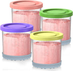 Containers Replacement for Ninja Creami Pints and Lids - 4 Pack, 16oz Cups Compatible with NC301 NC300 NC299AMZ NC290 Series Ice Cream Maker, Airtight Anti-slip