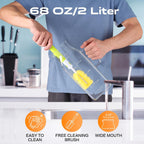 2 Liters/68oz 2 Pack Square Glass Pitcher with Lid and Handle for Bridge Door, Aofmee Borosilicate Glass Heat Resistant Dishwasher Safe Iced Tea Jar, Carafe with Scale Line for Hot/Cold Beverage