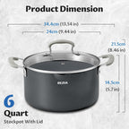 BEZIA 6 QT Cooking Pots with Lids, Soup Pot with Nonstick Ceramic Coating, Stay-Cool Handles, Nonstick Stock Pot with Strainer Lid, Dishwasher Safe, Induction Compatible