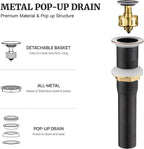 Pop up Sink Drain Stopper for Bathroom Vessel Vanity Sink Art Basin Oil Rubbed Bronze, Small Cap Without Overflow, Metal Pop-up Drain Strainer with Detachable Basket Stopper
