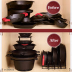 Cuisinel Pots and Pans Organizer Rack - Heavy Duty 60-LBS Capacity - 6mm Thick - Made in India - Matte-Black 12.2"-Tall 5-Tier Space-Saving Kitchen Storage for Cast Iron Cookware, Skillet, Dish, Plate