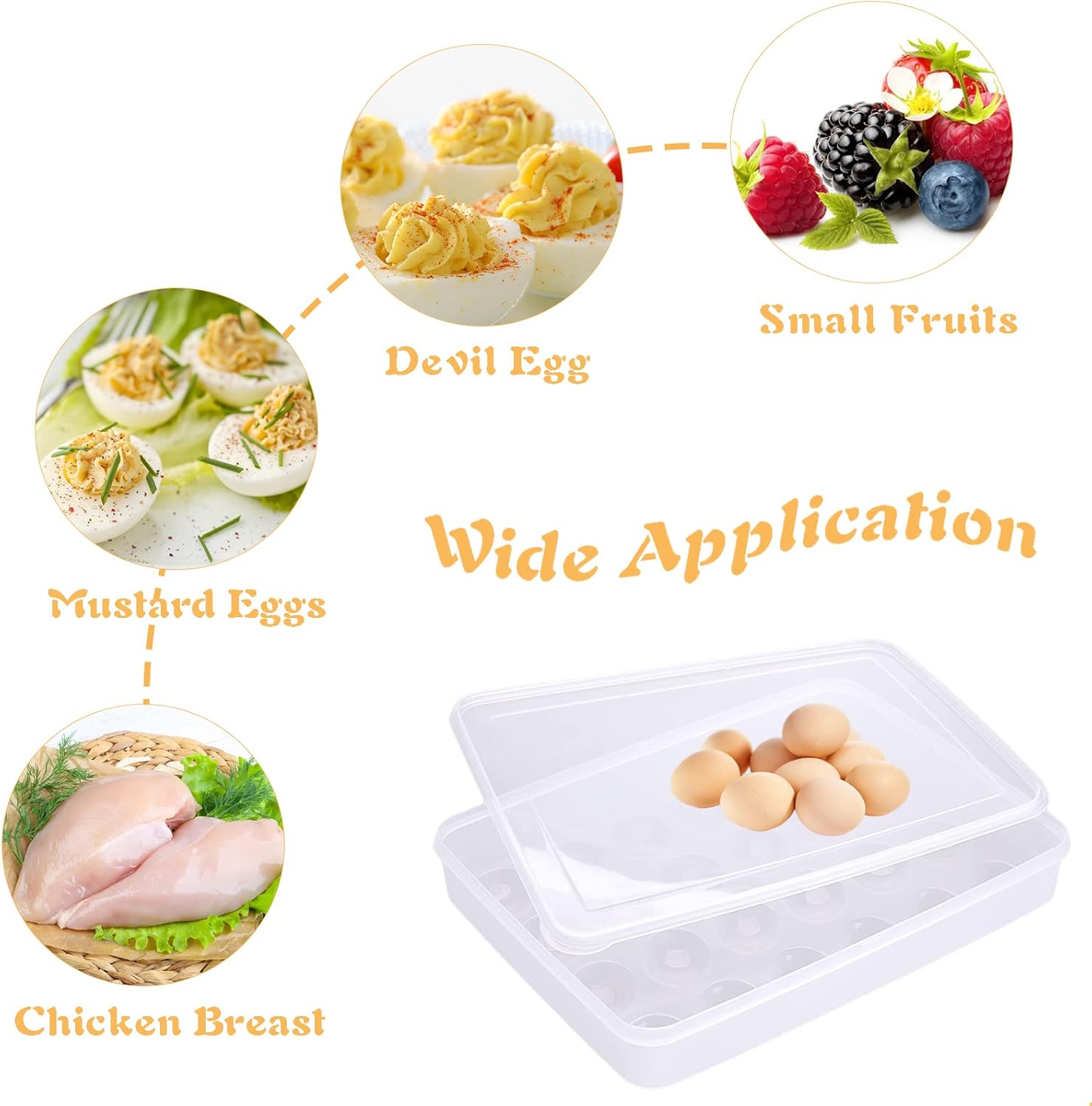 96 Egg Holders for Refrigerator,4 Set Clear Deviled Egg Tray with Lid,Plastic Egg Storage Container,Egg Organizer for Protect and Keep Fresh,24 Egg Tray x 4 Pack